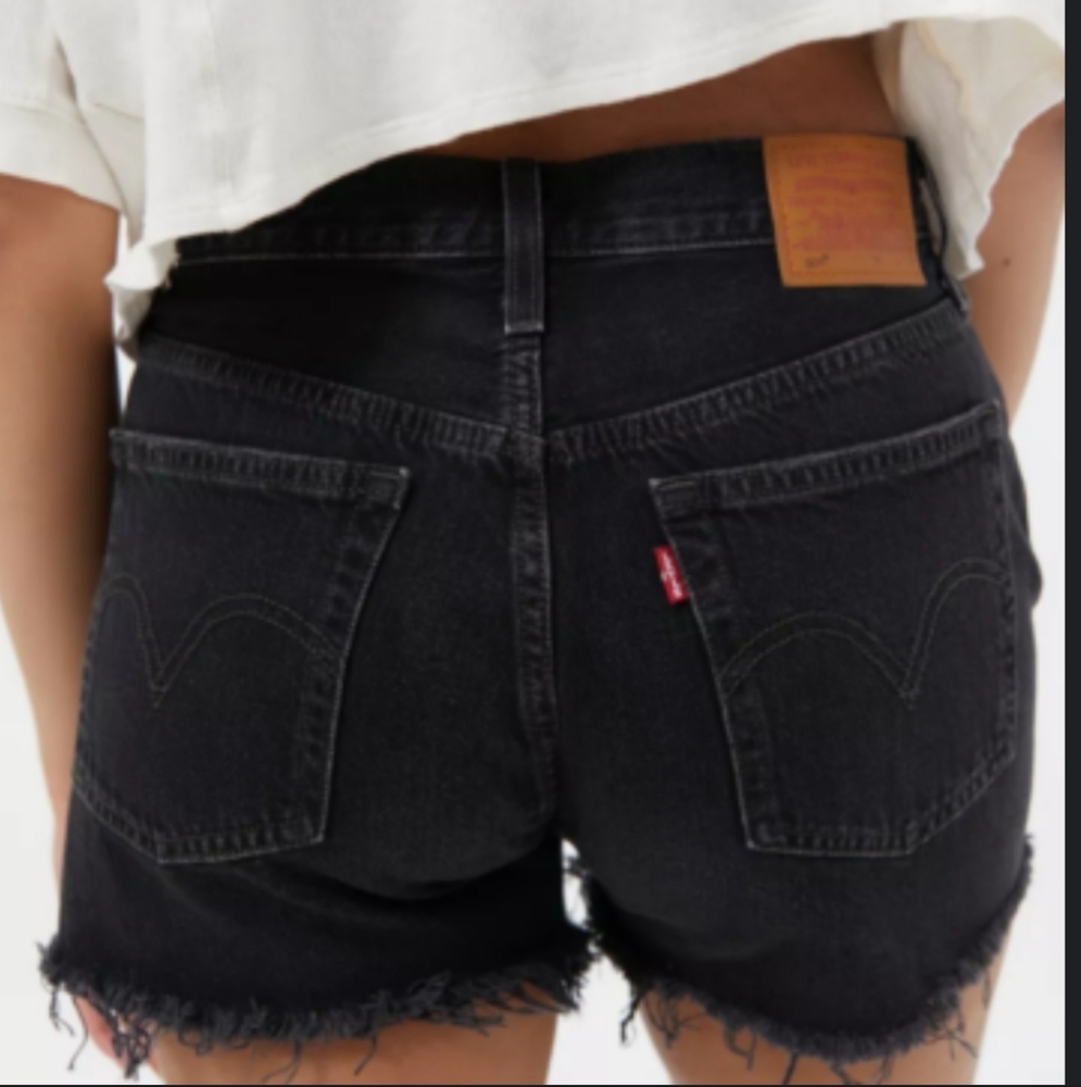 Levi's Women's Black 501 Denim Shorts Black Distressed High Rise NWT Sz. 26